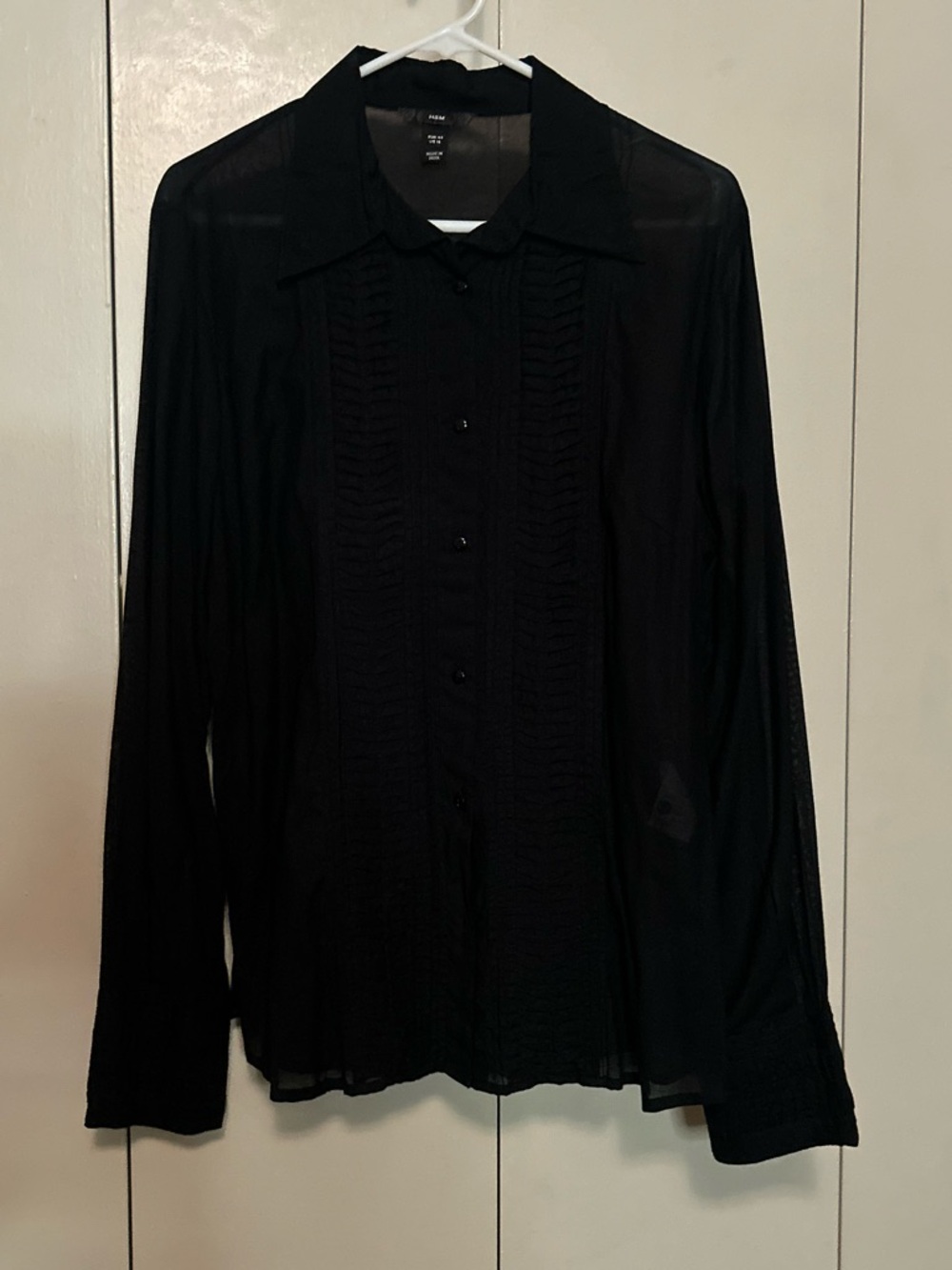 H&M Black Sheer Button-Up Blouse